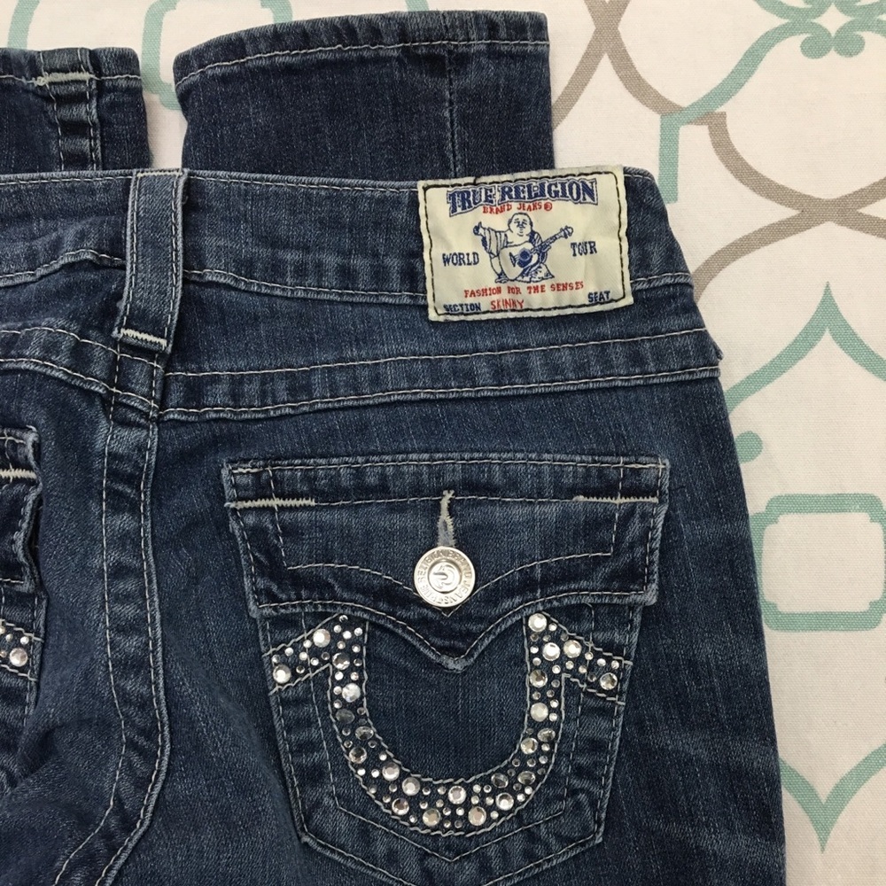 💙👖CUTE! TRUE RELIGION SKINNY👖💙28 5/6 33” SMALL - Picture 4 of 8